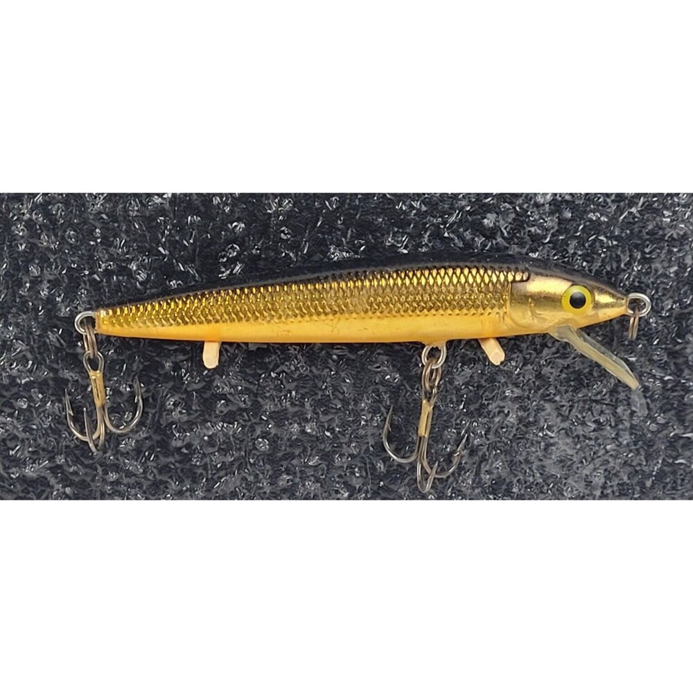 Rapala Minnow Jerkbait Fishing Lure Round Bill 3 Hooks Gold Black 4.5" Finland